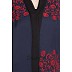 Front open embroidered Dubai abaya- Navy Blue